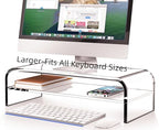 Acrylic Monitor Stand, 2 Tier Riser with Storage Shelf, Clear, 16/20 Inch, Home Office Desk Organizer (20in) - size: 20in