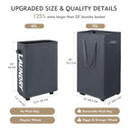 DOKEHOM 90L X-Large Laundry Basket with Removable Wash Bag on Wheels, Collapsible Rolling Laundry Hamper, Foldable Clothes Organizer, Folding Washing Bin (Grey) - color: Grey, size: X-Large Pro 29"