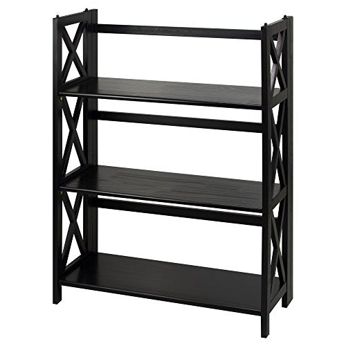 Casual Home Montego 3-Shelf Folding Bookcase, Black - color: Black, size: 3-Shelf Stackable