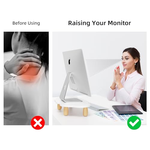 AFOOYO Monitor Stand Riser,Cloud Shape Wood Computer Monitor Stand, 16.5IN Monitor Stand Riser, Multi-Purpose Desktop Organizer Riser for Computer,Laptop,Printer,TV,White - color: White, size: Cloud