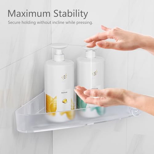 Sotfamily Plastic Shower Caddy Corner (for 90° Only), 4 Pack Adhesive Corner Shower Shelves for Bathroom Organizers and Storage, Frosted Clear - color: Frosted Clear, size: 4 Pack