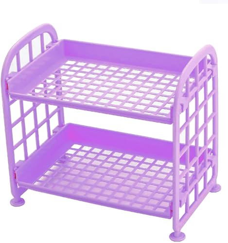 UnnFiko 2-Layers Table Shelf Organizer, Adjustable Plastic Storage Rack Shelf Square Basket Desk Stand Table Storage Organizer Shelves (Deep Purple) - color: Deep Purple