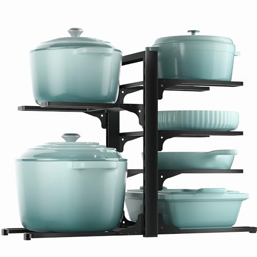 ORDORA 6-Tier Pots and Pans Organizer under Cabinet, Kitchen Cabinet Organizers and Storage, Heavy Duty Pots and Pan Storage Rack Organizer inside Cabinet, Adjustable Pot Rack - size: S-13.78"H-HeavyDuty