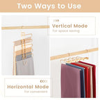 Pants Hangers Space Saving,Closet Hangers 5 Layers 2 Uses Multi Functional Pants Rack,Metal Heavy Duty Wardrobe Organizer Racks for Clothes Trousers Scarves Ties (2Pack Gold) - color: 2pack Gold