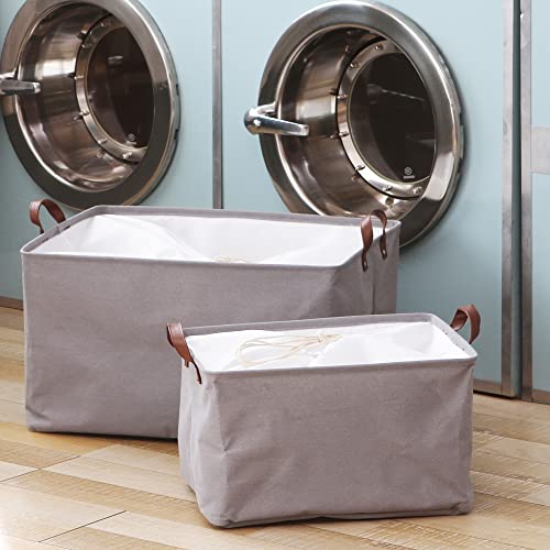 Hinwo 31L Large Storage Bins, 2-Pack Closet Organizers and Storage, Foldable Clothes Storage Baskets with Handles, Containers for Clothing, Blanket, Towels, Toys, Bedding (Gray) - color: Gray, size: 16.5" / 31L / 2-Pack