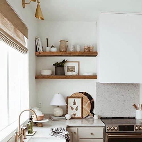 QEEIG Floating Shelves for Wall 35.4" Long - Wall Mounted Shelf Bathroom Kitchen Living Room Bedroom Farmhouse Home Decor Display Bookshelf Large 35.4 x 9.3 inch Set of 2, Rustic Brown (008-90BN) - color: A. Brown, size: 35.4"