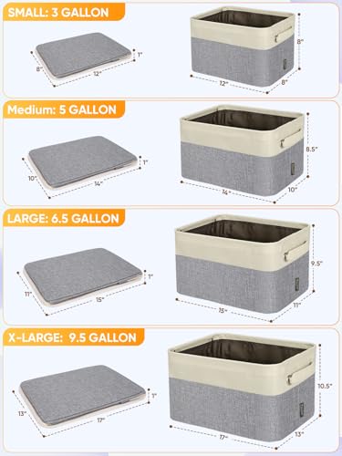 BALEINE 3 Pack Fabric Closet Storage Bins for Shelves, Linen Closet Organizers and Storage, Decorative Baskets for Organizing, Shelf, Clothes, Home, Office (Grey, 12"x8"x8") - color: Grey, size: 3PCS/Small-12x8x8