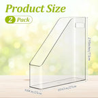 Kifmurase 2PCS Vertical File Holder, Clear Plastic Standing File Shelf and Organizer for Office Home Magazines Notebooks Folder Binders, Multi-purpose Desktop Document Storage Vertical Rack