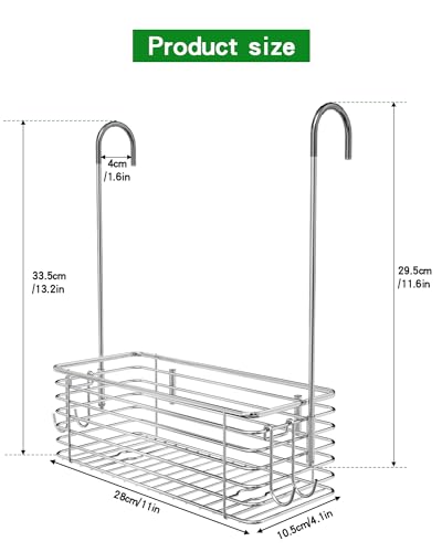 Over Door Shower Caddy, Stainless Steel Bathroom Organizer with Rotating Hooks, Hanging Storage Basket for Shampoo - size: single layer