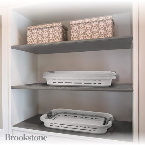 BROOKSTONE 11 GALLON XL 24" Collapsible Laundry Basket & Clothes Hamper, Comfort Non-Slip Handles, Modern Laundry Hamper with Space Saving Design, Portable Pop-Up Hamper, BPA FREE, Light Grey, 1 Pack - color: Light Grey, size: XL