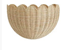 Scalloped Rattan Wall Basket - Handmade Wicker Hanging Decor，Toys Towels & Plants Versatile Storage Basket Bathroom Living Room & Entryway Natural Rattan Wall Decor