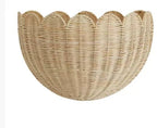 Scalloped Rattan Wall Basket - Handmade Wicker Hanging Decor，Toys Towels & Plants Versatile Storage Basket Bathroom Living Room & Entryway Natural Rattan Wall Decor