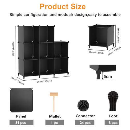 AWTATOS 8 Cube Storage Organizer, Closet Organizer Storage Shelf, Bookcase Bookshelf, DIY Stackable Storage Cubes Shelves for Closet, Bedroom, Home, Office, Black - color: Black, size: 4x2