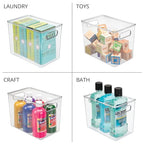 mDesign Plastic Deep Kitchen and Pantry Organizer Storage Bin with Handles for Cabinet, Fridge, Freezer - Food Storage Containers for Snacks, Yogurt Pouches or Fruit, Ligne Collection, 4 Pack, Clear - size: 10 x 6.5 x 8 (Pack of 4)