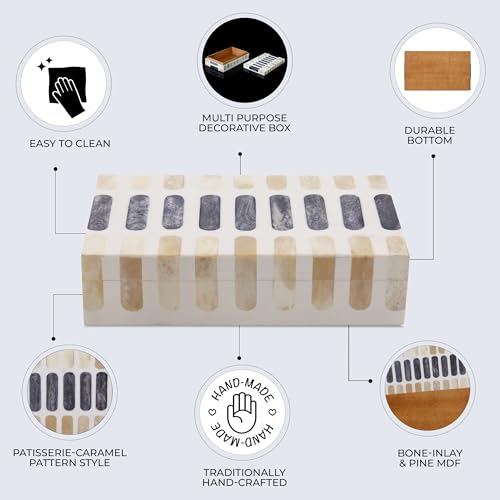 Handicrafts Home Decorative Storage Box 10x6 – Remote Organizer Box with Lid, Modern Decorative Keepsake Box, Boho Shelf Décor, Memory Box for Photos or Letters, Decorative Box for Table Décor - color: PATISSERIE-CARAMEL, size: 10x6x2.5 Inch