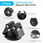 4PCS Magnetic Mop Broom Holder – Heavy Duty, Anti-Slip Wall Mount with Adjustable Gripper for Garage, Kitchen, Laundry & Garden Organization