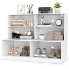 Giantex Storage Bench with Shelf, 3-Tier Entryway Storage Cabinet w/Seat, 2-in-1 Shoe Bench w/Bookshelf, Anti-tip Kits, Modern Style 6-Cube Organizer for Living Room, Study, Hallway, White