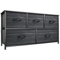YITAHOME Dresser with 5 Drawers - Fabric Storage Tower, Organizer Unit for Bedroom, Living Room, Closets - Sturdy Steel Frame, Wooden Top - color: Cool Black Wood Grain, style: 5-Drawer