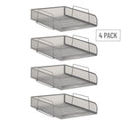 Mind Reader Stackable Paper Tray, Desktop Organizer, File Storage, Office, Metal Mesh, 10.5" L x 13.5" W x 11.25" H, 4 Pcs., Silver - color: Silver