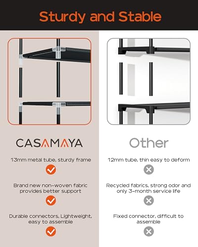 CASAMAYA Shoe Rack with Covers, 10 Tiers Tall Shoe Rack Organizer, Large Capacity Shoe Shelf Storage, Hold 20 Pairs of Shoes, Vertical Shoe Storage Organizer for Closet, Entryway, Black, SRT102B01 - size: 17.7"W - 10 Tier