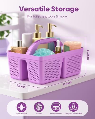 4 Pack Portable Shower Caddy, Integrated Handle, Reinforced Plastic, Organizer Storage Bathroom Supplies and Beauty Products, Cleaning Supplies, Shower Basket for Home, Dorm, Shelf and Cabinet - color: Purple