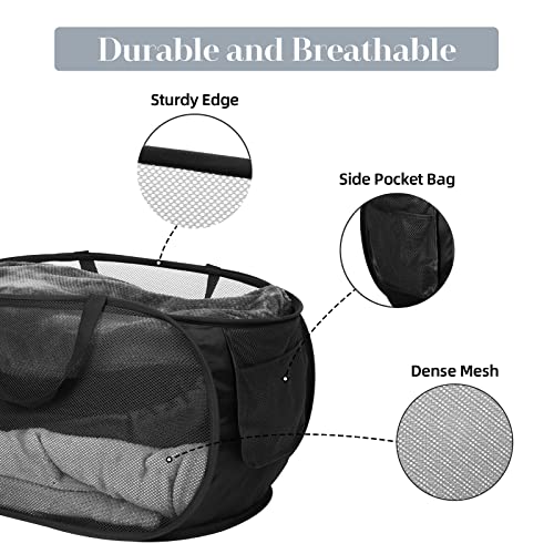 6 Pcs Durable Collapsible Laundry Baskets, Foldable Laundry Basket Large Opening, Pop Up Laundry Hamper with Pocket, Clothes Hamper with Handles for Laundry, Bathroom, Kids Room, Dorm or Trave - color: Gray+Black+Navy+Green+Beige+White
