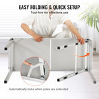 VEVOR Folding Portable Bar Table, Tradeshow Podium Table for Indoor, Outdoor, Party, Picnic, Exhibition, Includes Carrying Case, Storage Shelf and Black Skirt, 38.39" x 15.16" x 34.25" - size: 38.39 INCH