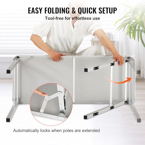 VEVOR Folding Portable Bar Table, Tradeshow Podium Table for Indoor, Outdoor, Party, Picnic, Exhibition, Includes Carrying Case, Storage Shelf and Black Skirt, 38.39" x 15.16" x 34.25" - size: 38.39 INCH