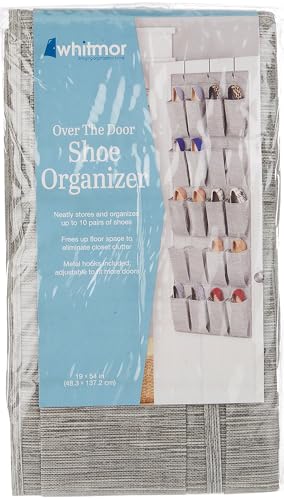 Whitmor Over the Door Shoe Organizer - 20 Section - Space-Dyed Grey - size: 20 Pocket Space-Dyed Gray