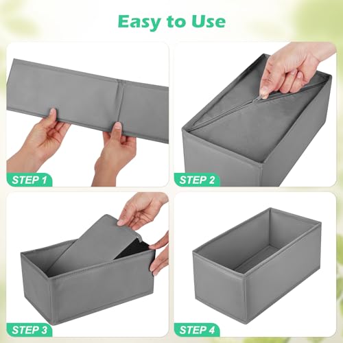Drawer Clothing Organizer 16-Pack, Grey 3 Sizes Underwear Drawer Dividers, Fabric Folding Wardrobe Organizer, Can Store Baby Clothes, Bras, Underwear, Panties, Belts, Socks, Ties, etc. - color: Grey