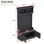 4-in-1 Entryway Hall Tree with Storage Shoe Bench, Coat Rack with Hooks, Open Shelves & Cabinet, Modern Organizer for Mudroom Hallway (Black) - color: Black