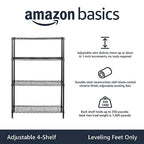 Amazon Basics 4-Shelf Adjustable Heavy Duty Steel Wire Rack Storage Shelving, Sturdy Garage Shelving, 350 lbs Capacity Per Shelf, Easy No-Tool Assembly, 36" x 14" x 54", Black | Heavy Duty, Adjustable, for Kitchen, Garage, Storage, Shelving Organizer - co
