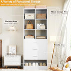 Homieasy Closet System Organizer of 3 sets, Wardrobe Closet with 5 Drawers and Partition Storage, 2 Pants Rack, 2 Hanging Rods, Freestanding Closet Organizer for Bedroom & Walk-in Closets, White