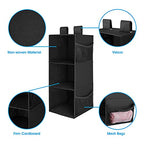 MAX Houser 3-Shelf Hanging Closet Organizer, Hanging Sweater Organizer, Foldable Hanging Shelves for Closet with 2 Velcro, Black - color: Black