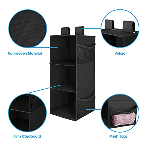 MAX Houser 3-Shelf Hanging Closet Organizers, Collapsible Closet Hanging Shelves for Camper, Nursery Hanging Organizers, Black, 2-Pack - color: Dark