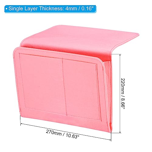 PATIKIL 11in Bedside Caddy, Bed Caddy Bedside Organizer Hanging 5 Pocket Soft Felt Bed Pockets Bedside Storage Organizer Remote Control Holder for Bedroom Phones Glasses, Pink - color: Pink, size: 10.6*8.6inch