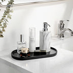 Luxspire Bathroom Vanity Tray for Countertop, Oval Kitchen Soap Dispenser and Toiler Tank Trays, 11.4“ Resin Vanity Organizer for Lotion Bottles, Perfume, Jewelry, Dresser, Medium, Matte Black - color: Matte Black, style: Medium