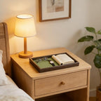 Wooden Valet Tray with Leather Base, EDC Catch All Tray Nightstand Entryway Table Vanity Organizer 11.8x7.9, Green - color: Green