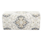 HomePop Ottomon Upholstered Rectangular Storage Ottoman Bench with Hinged Lid, Brown and Cream Large - color: Brown and Cream