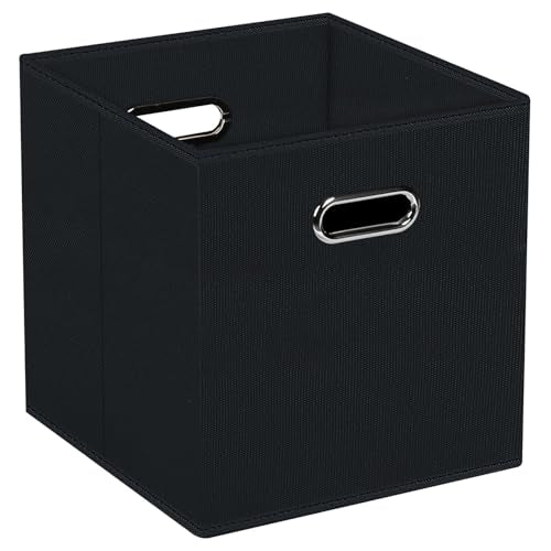 STOREONE Fabric Storage Bins Cubes Baskets Containers-(11X11X11) with Dual Handles for Shelf Closet, Nursery Home ， Bedroom Organizers, Foldable Set of 1 (black) - color: Black, size: 1 pack