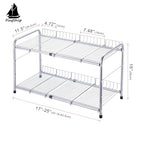 FlagShip 2 Tier Under Sink Organizers and Storage Rack Expandable Cabinet Shelf for Kitchen Bathroom Silver (17-25 inches)