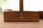 Wood Entryway Tabletop Key Holder Rack，Rustic Burnt Decorative Organizer with Storage Tray and Brass Tone Hooks，Jewelry Key Stand Hanging Organizer
