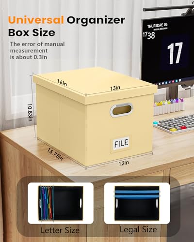 Oterri Storage File Box(New) (Cream-yellow(Leather), 1 pack), AM03118 - color: Cream-yellow(Leather), size: 1 pack