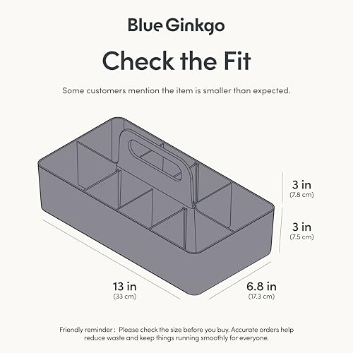 BLUE GINKGO Stackable Organizer Caddy – Korean-Made Portable Tote for Bathroom, Office, Crafts, or School Supplies (Long Rectangle, Gray) - color: GREY, size: Long Rectangle