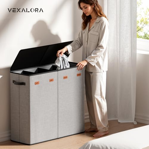 Laundry Hamper 4-Section with Lid, 185L Laundry Sorter with 4 Removable Bags + 1 Extra Large Bag, Switchable 3/4 Compartment, Laundry Basket Organizer for Bedroom, Laundry Room，Grey - color: Grey, size: 185L - 4 Section