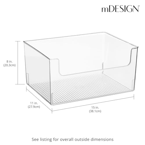 mDesign 2 Pack Modern Plastic Open Front Dip Storage Organizer Bin Basket for Bathroom - Chrome Steel - 6 Box Capacity - 12x12x8 inches - size: ‎16 x 12 x 8 (Pack of 2)