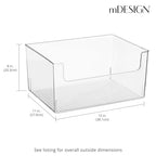 mDesign 2 Pack Modern Plastic Open Front Dip Storage Organizer Bin Basket for Bathroom - Chrome Steel - 6 Box Capacity - 12x12x8 inches - size: ‎16 x 12 x 8 (Pack of 2)