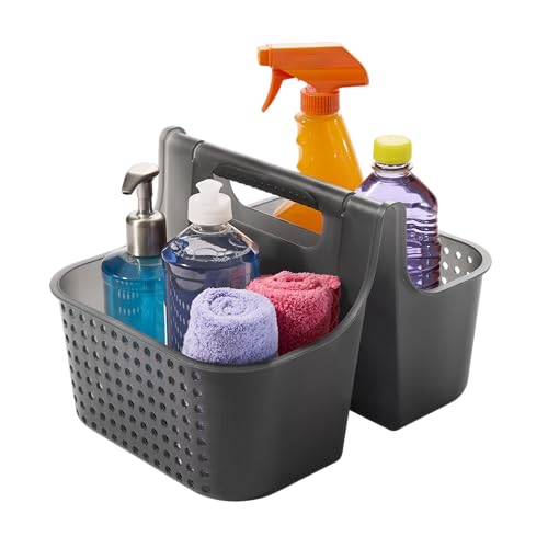 madesmart Portable Shower Caddy Tote with Soft Handle, Plastic Organizer for Soap, Shampoo & Bath Essentials, Carbon - color: Carbon, size: Large