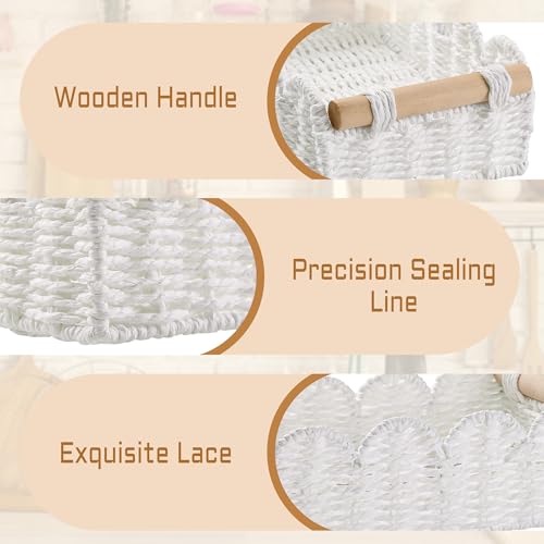 Storage Basket Wicker Baskets for Organizing Toilet Paper Storage Basket for Toilet Tank Top,White - color: White