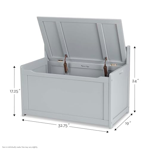 Melissa & Doug Toy Chest, Wooden Toy Storage Box with Safety-Hinged Lid, Kids Toys Storage Organizer for Playroom, Bedroom, & Montessori Classroom Furniture for Boys & Girls Ages 3+, Gray - color: Grey